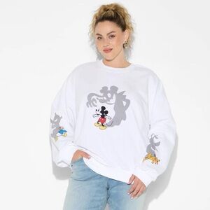 Women's Mickey & Friends Shadows Graphic Sweatshirt - White Plus Size 3X